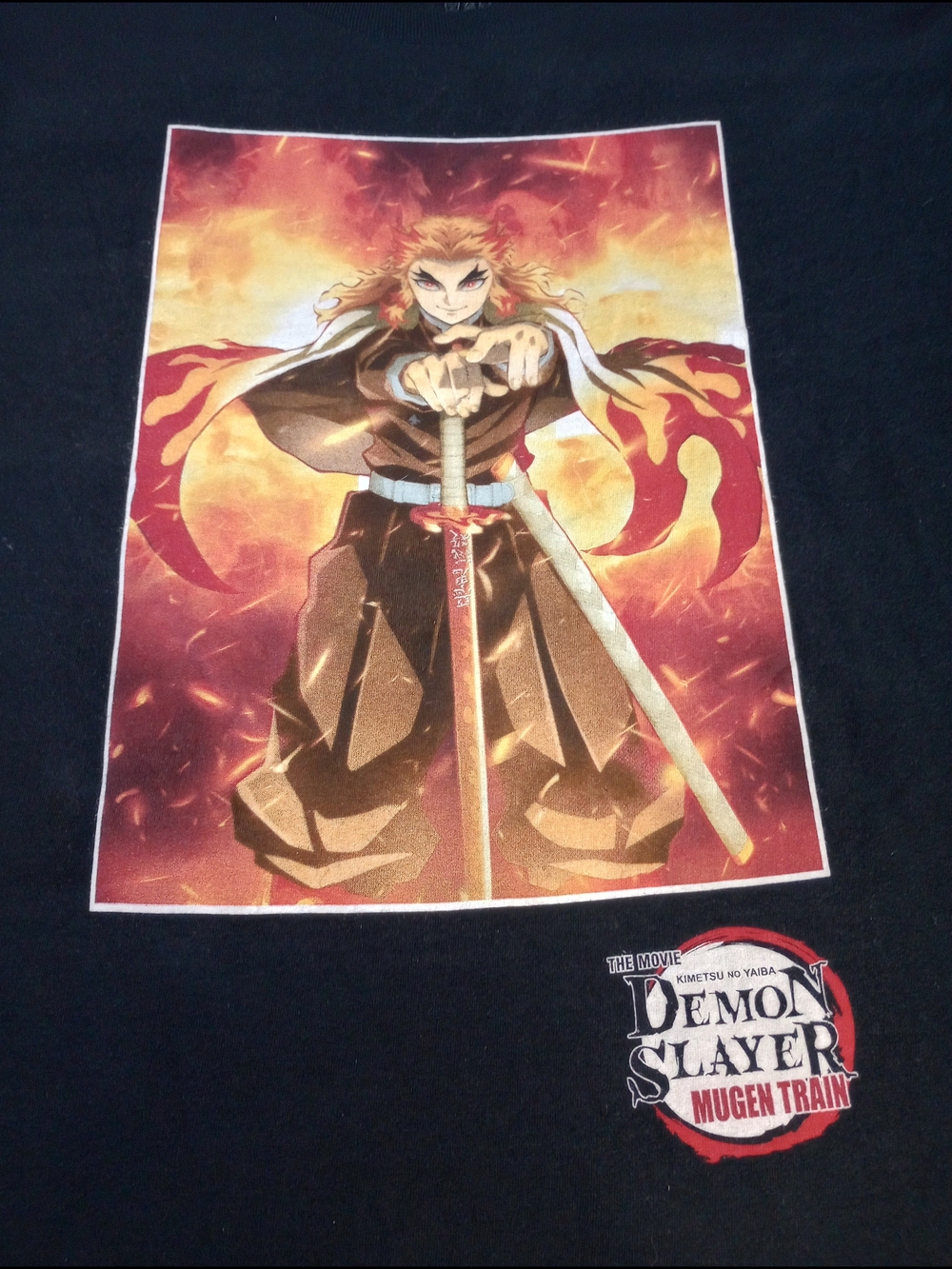 Demon Slayer Mugen Train Rengoku Graphic Tee - Black X-large